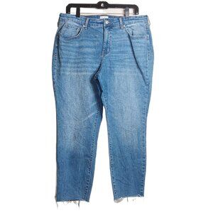 Wonderly Crop Skinny Jeans Women’s 16 Light Wash Mid Rise Raw Hem Y2K Stretch